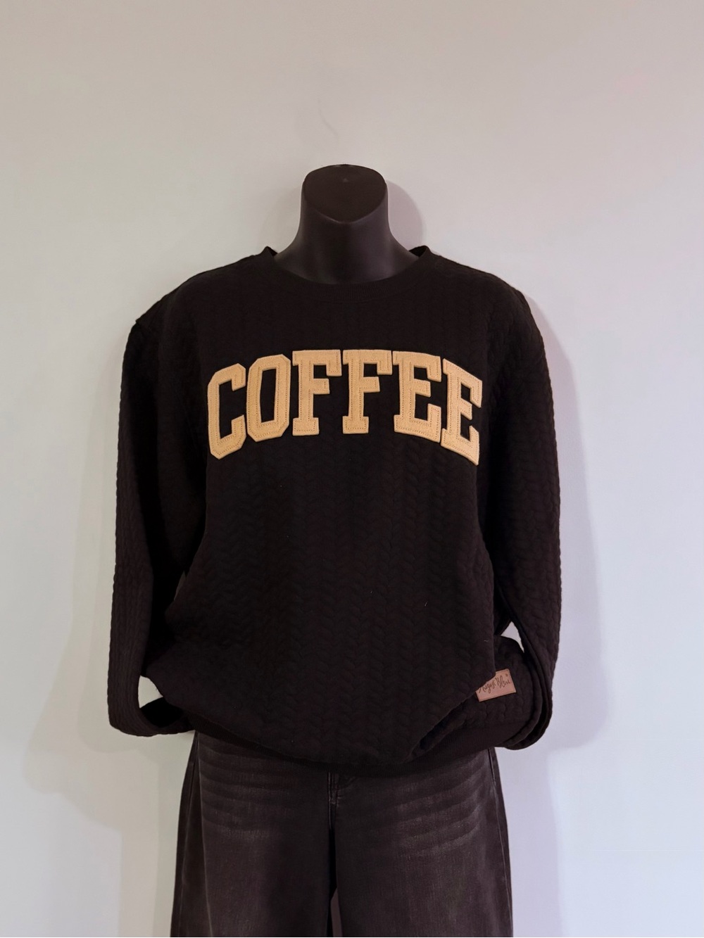 Women’s Coffee Graphic Black Crewneck Sweater by Royce Company/Augusta Bleu